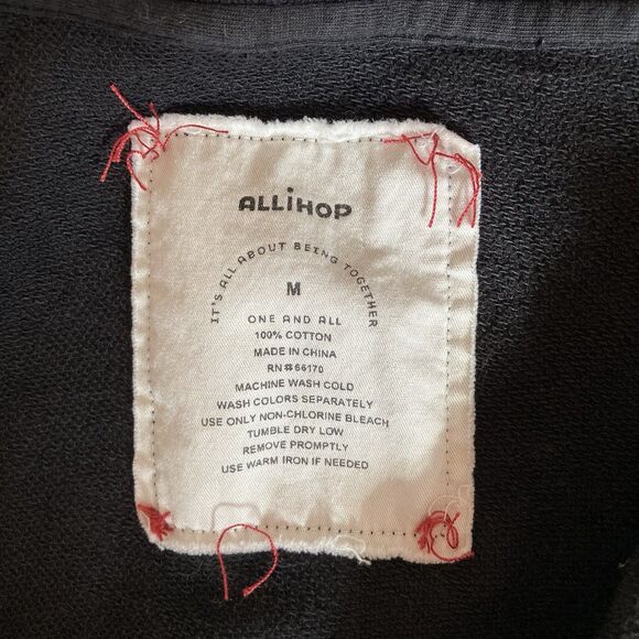 Allihop Anthropologie Black Hooded Jacket Womens Size Medium Pockets Cotton - Picture 11 of 11